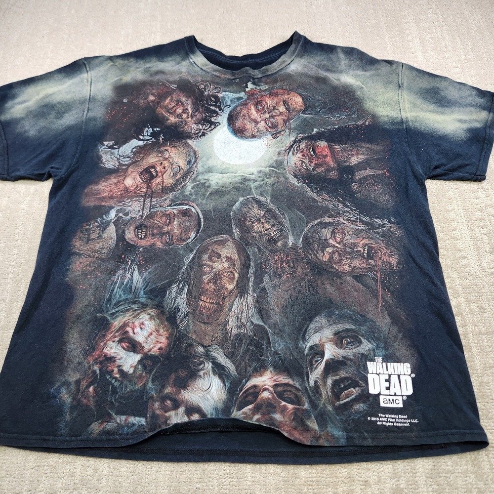 The Walking Dead Shirt Adult XXL Black Zombies AMC‎ 2015 Horror Tee AOP